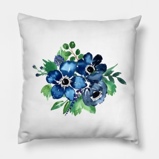 Watercolor Amemones and Greenery Bouquet Pillow