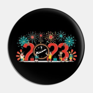 New Year's Countdown Bash, New Year, celebration, countdown, fireworks, party, joy, holiday, festive, clock, cheer Pin