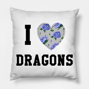 I heart Dragons (black ink) Pillow