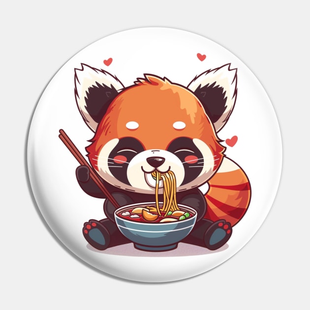 Red Panda eating ramen Pin by MilkyBerry