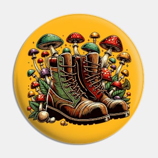 Camping boots with mushrooms Pin