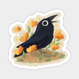 Cute crow illustration Magnet
