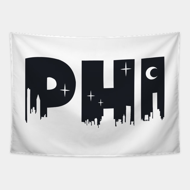 Phi Cityscape Letters Tapestry by Rosemogo