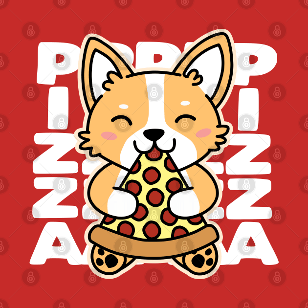 Corgi Eating Pizza by DetourShirts