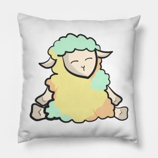 Cotton Candy Sheep - Yellow and Green Edition Pillow