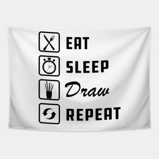 Drawing - Eat Sleep Draw Repeat Tapestry