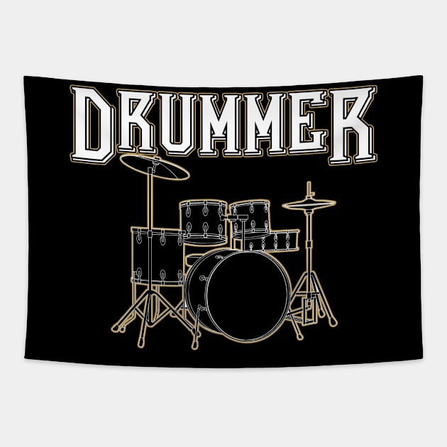 Drummer Drum Set Tapestry by TeeShirt_Expressive