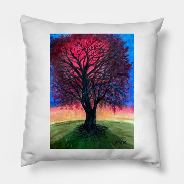 Expressionist Tree in Sunset Pillow by jerrykirk