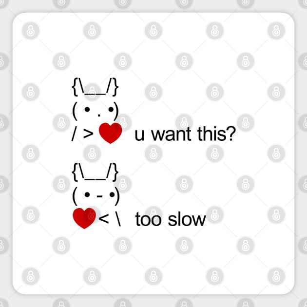 ASCII Text Art Bunny Rabbit Take Heart Back Sticker