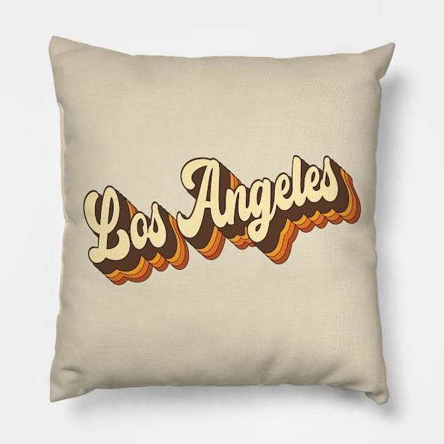 Retro Vintage 70s Groovy Los Angeles Pillow by Inspire Enclave