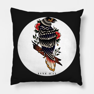 Raven American Traditional Tattoo Flash Pillow