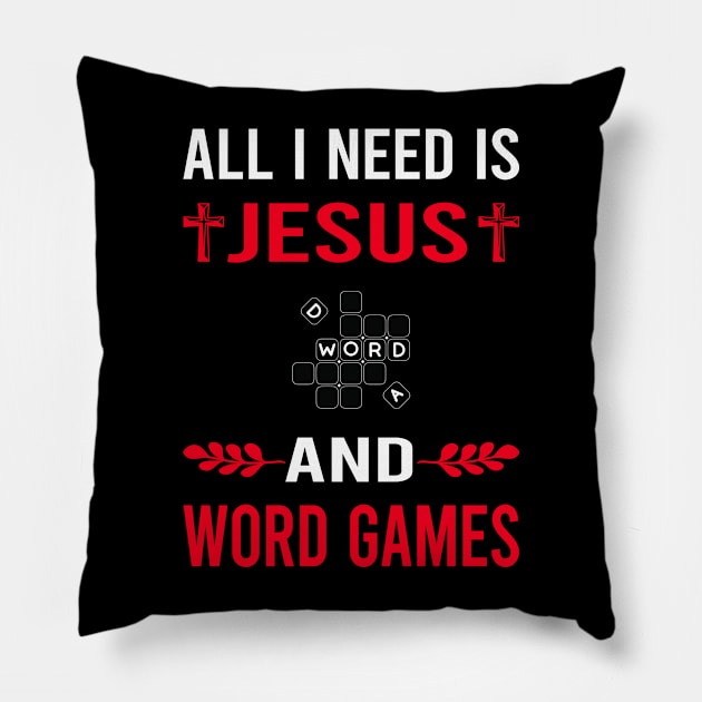 I Need Jesus And Word Games Pillow by Good Day