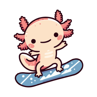 axolotl funny snowboarding T-Shirt