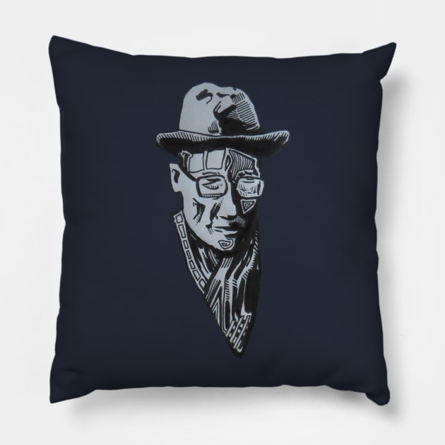 William S.Burroughs Pillow by AndersHoberg