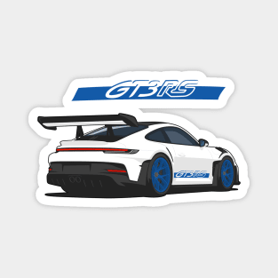 Rear car 911 gt3 rs white blue Magnet