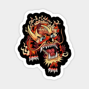 Blazing Beauty: Magic Asian Tiger Fire Design Magnet