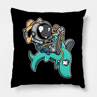 Astronaut Riding Shark Pillow