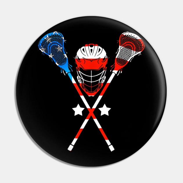 4th Of July American Flag Patriotic Lacrosse Pin by Haley Tokey