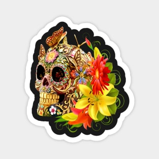 Butterfly Day Of The Dead Sugar Skull Magnet