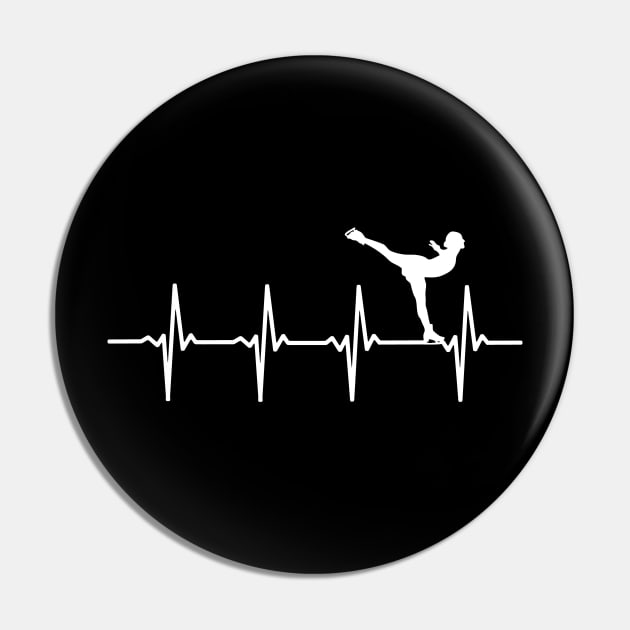 Figure Skating Ice Dancing Heartbeat Gift For Figure Skaters Pin by OceanRadar