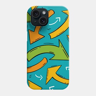 Energetic Arrow Fusion: Teal Background Pattern Phone Case