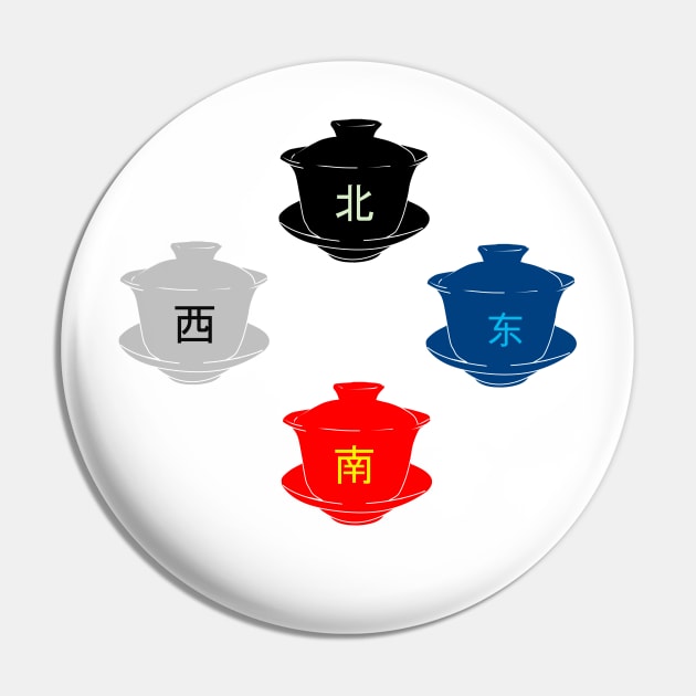 Cardinal Direction Gaiwan Teacup Design Pin by AZNSnackShop