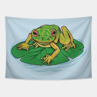 frog on leaf in water Tapestry