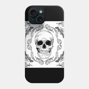 Filigree skull black and white Phone Case