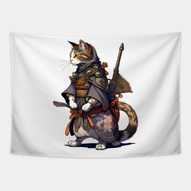 Japanese Cat Samurai Katana Catana - Love Cats Tapestry by Johnathan Allen Wilson