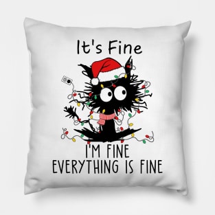 Black Cat Christmas Mess Pillow