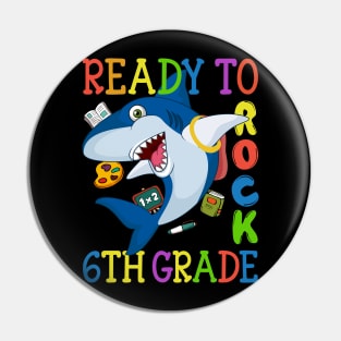 Dabbing 6th Grade Shark Back To School Pin