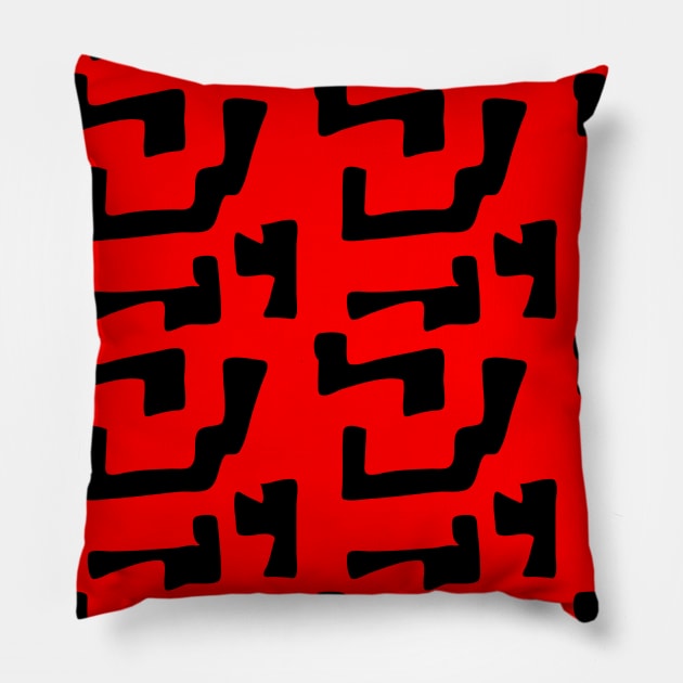 Bright red background with black abstraction Pillow by grafinya