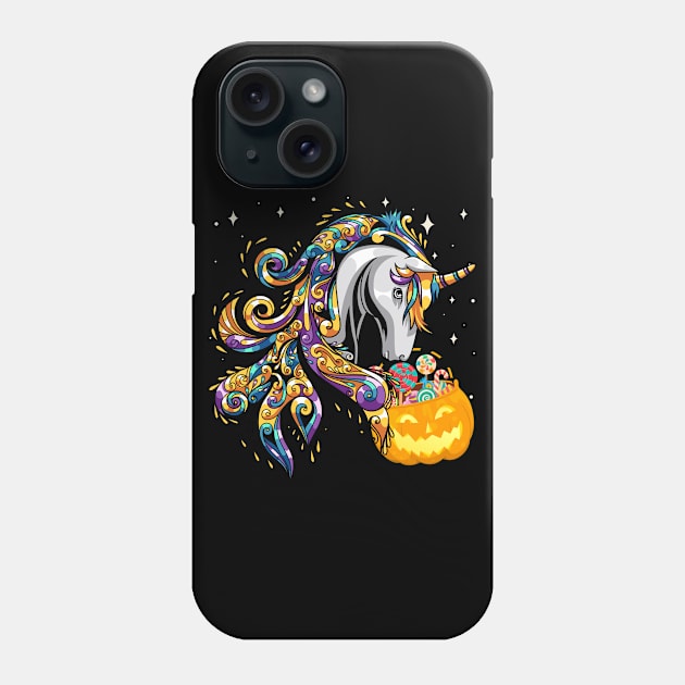 Cute Candy Corn Unicorn Halloween Top Phone Case by PaulAksenov