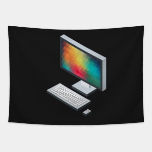 Isometric icon monitor keyboard and mouse Tapestry