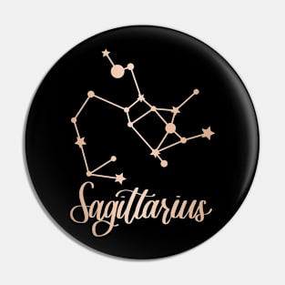 Sagittarius Zodiac Constellation in Rose Gold - Black Pin