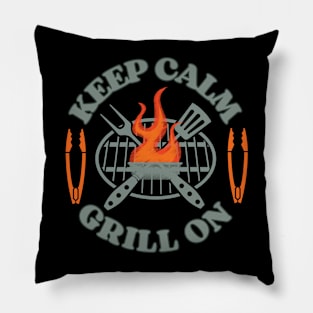 Keep Calm, Grill On Pillow