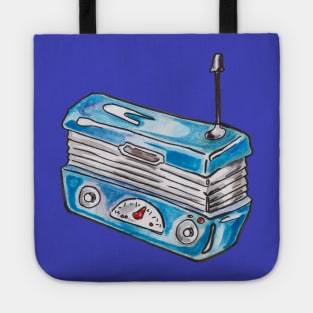 Little Blue Retro Radio Tote