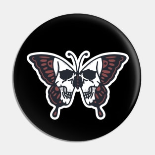 Butterfly Skull Illustration Pin