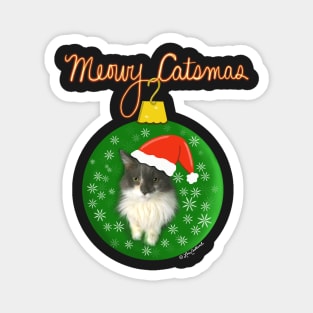 Meowy Catsmas Cat Ornament Design Magnet