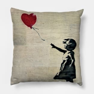 Banksy's Girl with a Red Balloon III Pillow