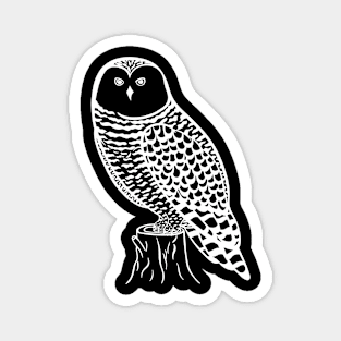 Snowy Owl - hand drawn nocturnal bird design Magnet