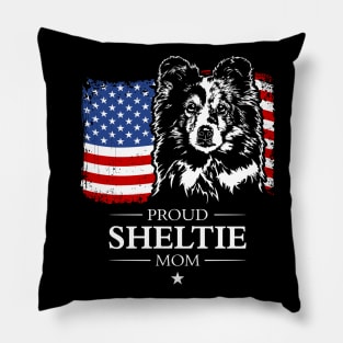 Proud Sheltie Mom American Flag patriotic gift dog Pillow