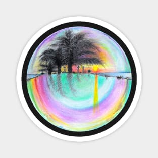 Sunset Reflection Through Rainbow Bubble Magnet