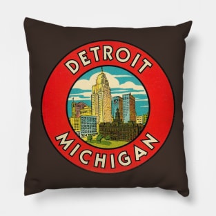 Retro Detroit, MI Pillow