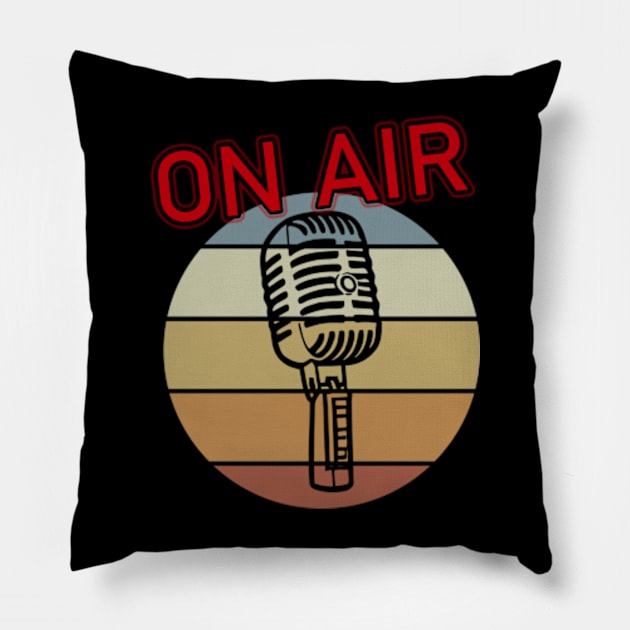 On Air - Vintage Microphone  for Music Enthusiasts Pillow by IDesign23