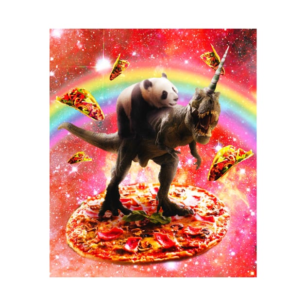 Panda Riding Unicorn Dinosaur on Pizza by Random Galaxy