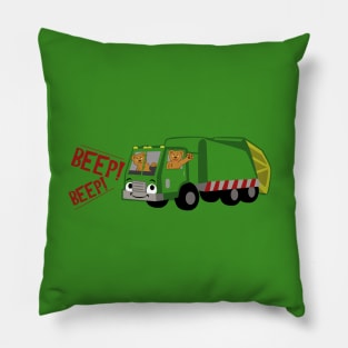 Bears Driving a Trash Truck Pillow