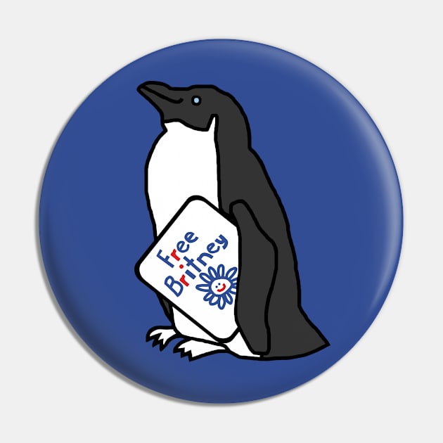 Cute Penguin with Free Britney Sign Pin by ellenhenryart