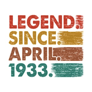 90 Years Old Gifts Legend Since April 1933 90th Birthday T-Shirt