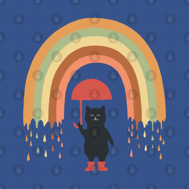 Rainbow cat colorful rain day by Chewbarber